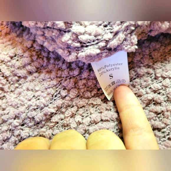 Merokeety | Taro Long Sleeve Popcorn Teddy Fuzzy Cardigan Sweater | Small - Picture 4 of 13